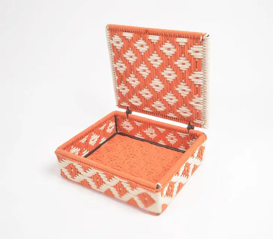 Copy of Madelyn Handwoven Recycled Cotton Box in Orange