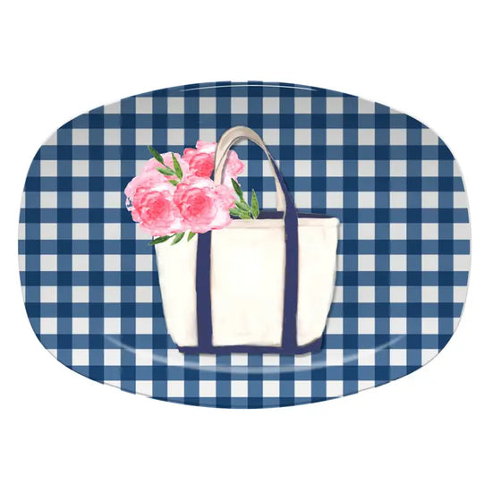 Canvas Tote with Flower Outdoor Dining Platter