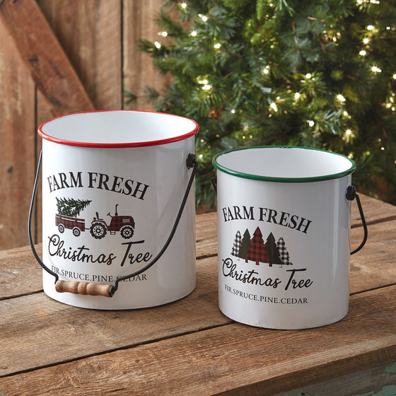 Farm Fresh Christmas Tree Buckets (Set of 2)
