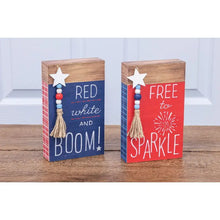  Red White Boom Sparkle Tabletop Block