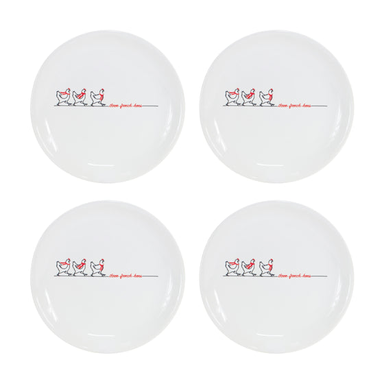 Three French Hens Appetizer Plate Set