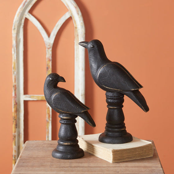 Set of Two Tabletop Raven Statues