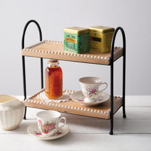  Newton Two-Tier Beaded Wood and Metal Tray