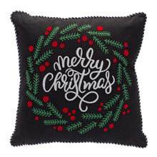  Merry Christmas and Pine Wreath Pillow 15"SQ