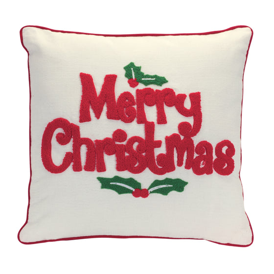 Merry Christmas and Holly Pillow