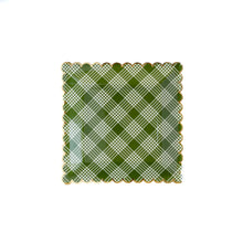  Botanical Green Plaid 9" Scalloped Plate (24 Count)