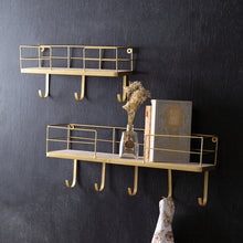  Mendon Gold Finish Shelves with Hooks