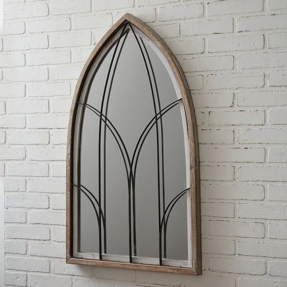 Arched Mirror with Wood Frame