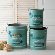  Set of Three Seashore Treasures Galvanized Buckets