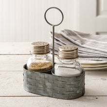  Galvanized Salt and Pepper Caddy with Ring
